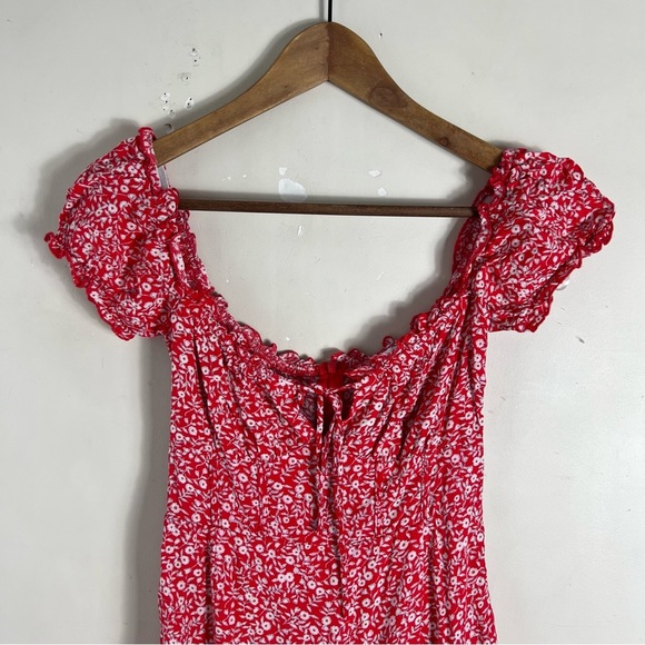 Princess Polly Red Floral Mini Dress Size 2 Feminine Romantic Ruffle Festival - Picture 8 of 16